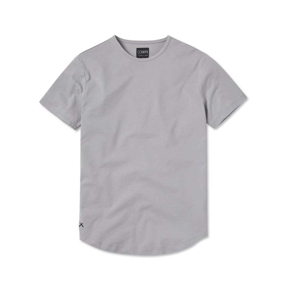Cuts Clothing Men's Curve Hem Crew Neck Signature Fit Tee T-Shirt - Granite